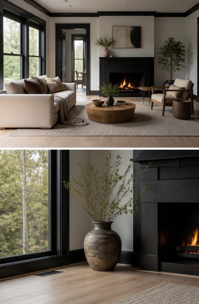 Dark Trim Light Floors: 4 Key Differences to Weigh Before You Choose 4 A cozy room with dark trim and light oak floors enhancing the mood.