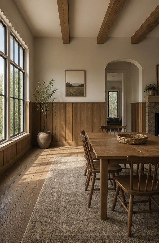 Wall Trim Types: A Guide to Moulding, Wainscoting and Paneling 2 Vertical boards with gaps in a board and batten wall design.