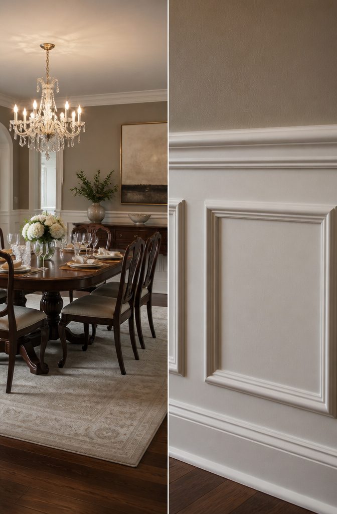 Wall Trim Types: A Guide to Moulding, Wainscoting and Paneling 3 Formal room featuring raised panel moulding on the walls.
